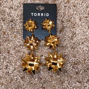 Torrid Gold Bow Statement Earrings